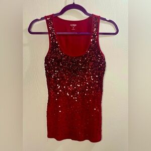 Express Red Sequin Tank Top
